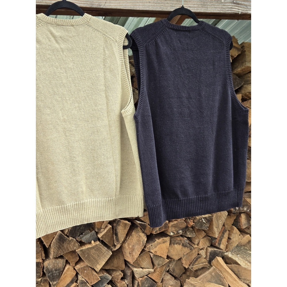 2 Vintage Polo Ralph Lauren Knit GOLF Sweater Vest Linen Cotton Men's Large - Picture 3 of 13